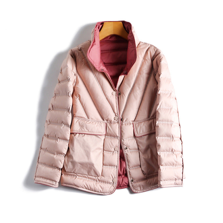 Wear Lightweight Warm Adhesive Fashion Stand Collar Single-breasted Jackets