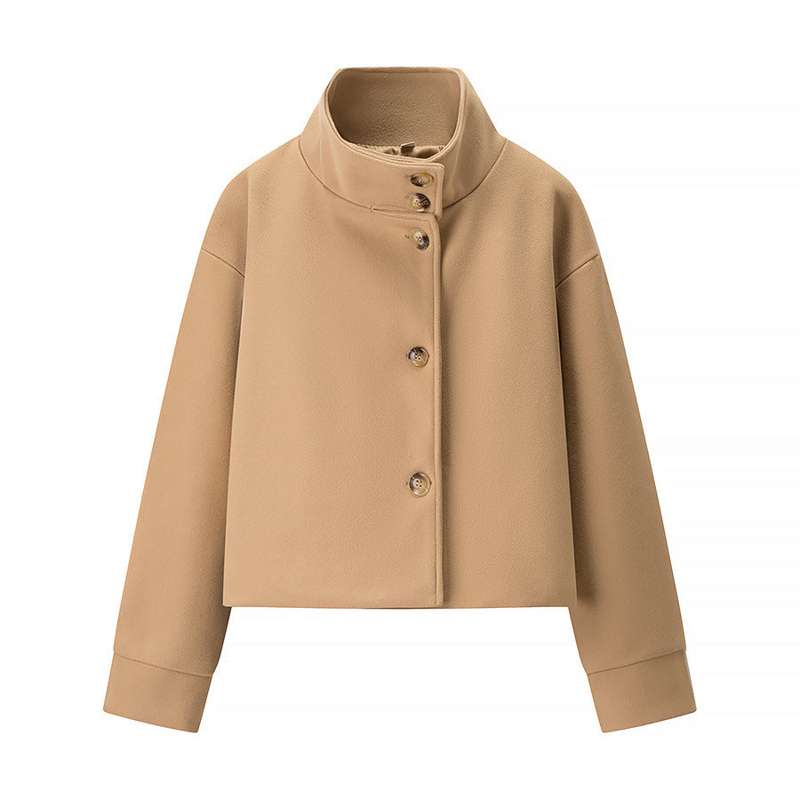 Women's Long Sleeve Solid Color Single-breasted Woolen Coats