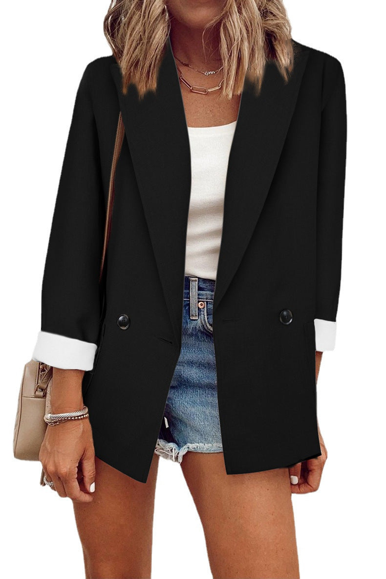 Fashion Solid Color Single Long Sleeve Small Suit