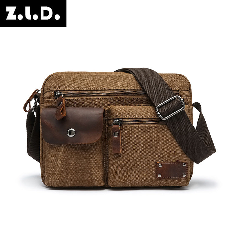Men's Cross Mirror Canvas Korean Trendy Men's Messenger Bags