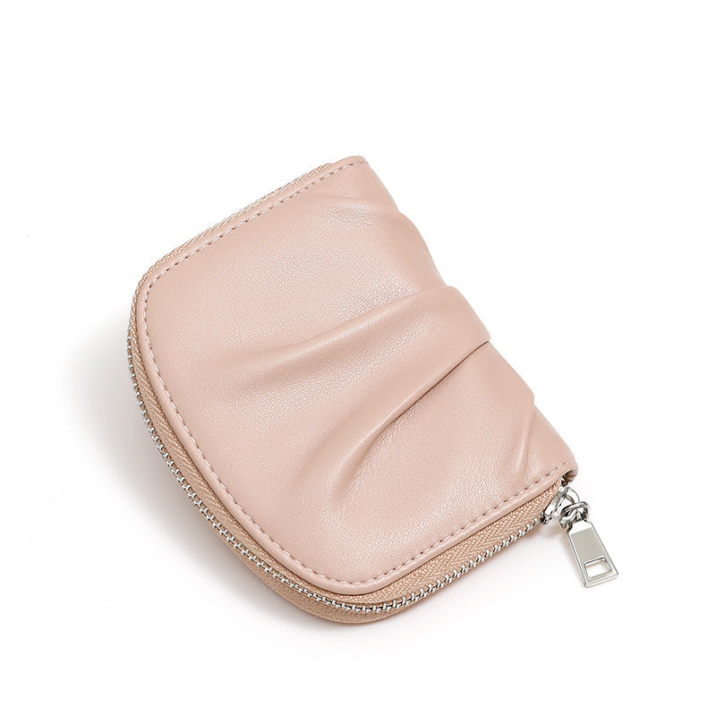 Women's Organ Versatile Pleated Mini Compact Card Holder