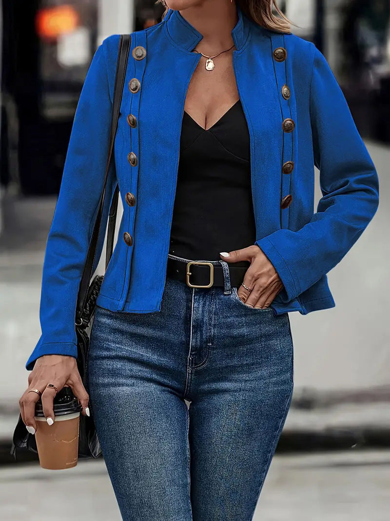 Solid Color Double Breasted Decorative Deerskin Jackets