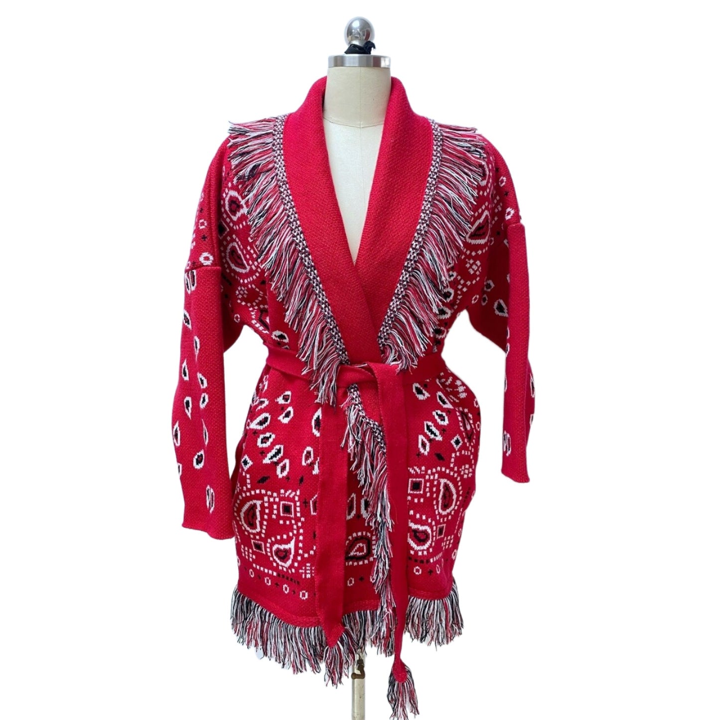 Women's Jacquard Bohemian Wool Cashmere Loose Mid-length Sweaters