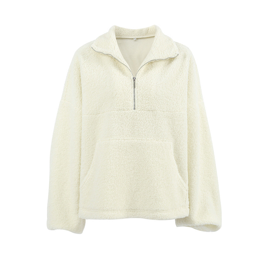 Women's Personality Fashion Beige Knit Casual Lamb Sweaters
