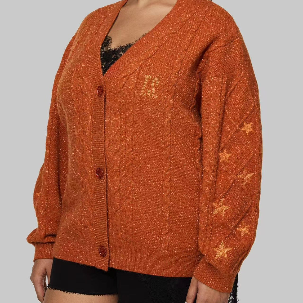Moldy Taylor Orange Embroidery Loose Idle Sweaters