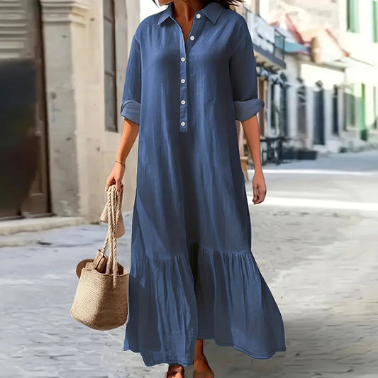 Women's Popular Elegant Long-sleeved Lapel Dress Dresses