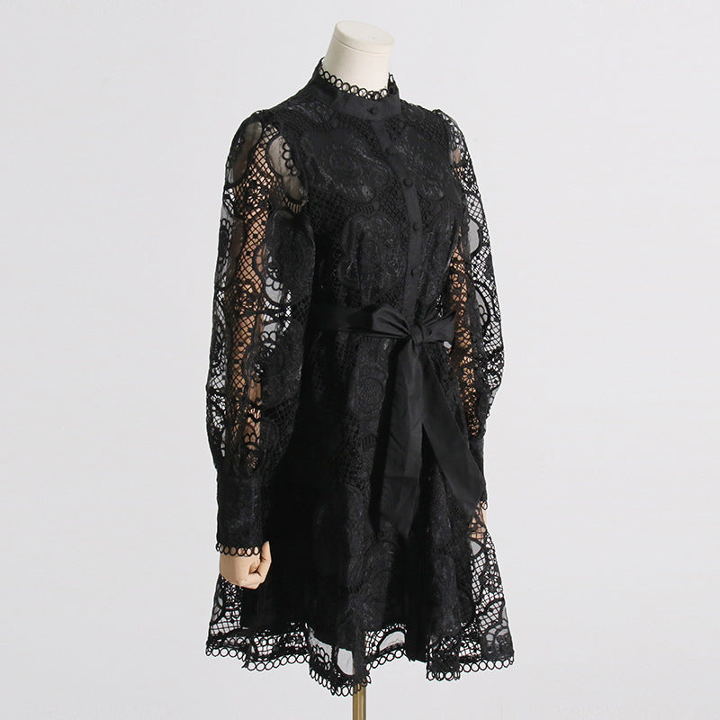 Women's Elegant Palace Style Lace Embroidered Jacquard Dresses