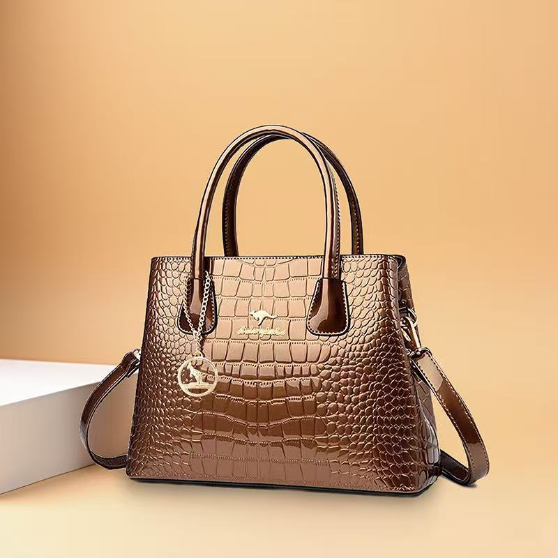 Classic Women's Kangaroo Patent Leather Glossy Handbags
