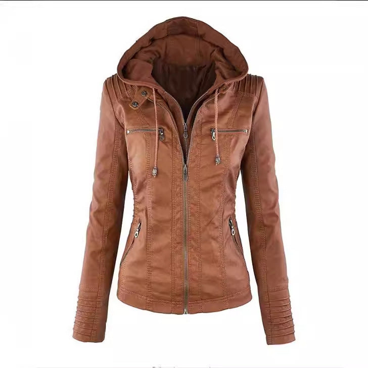 Women's Fashion Detachable Lapel Long Sleeve Solid Color Jackets