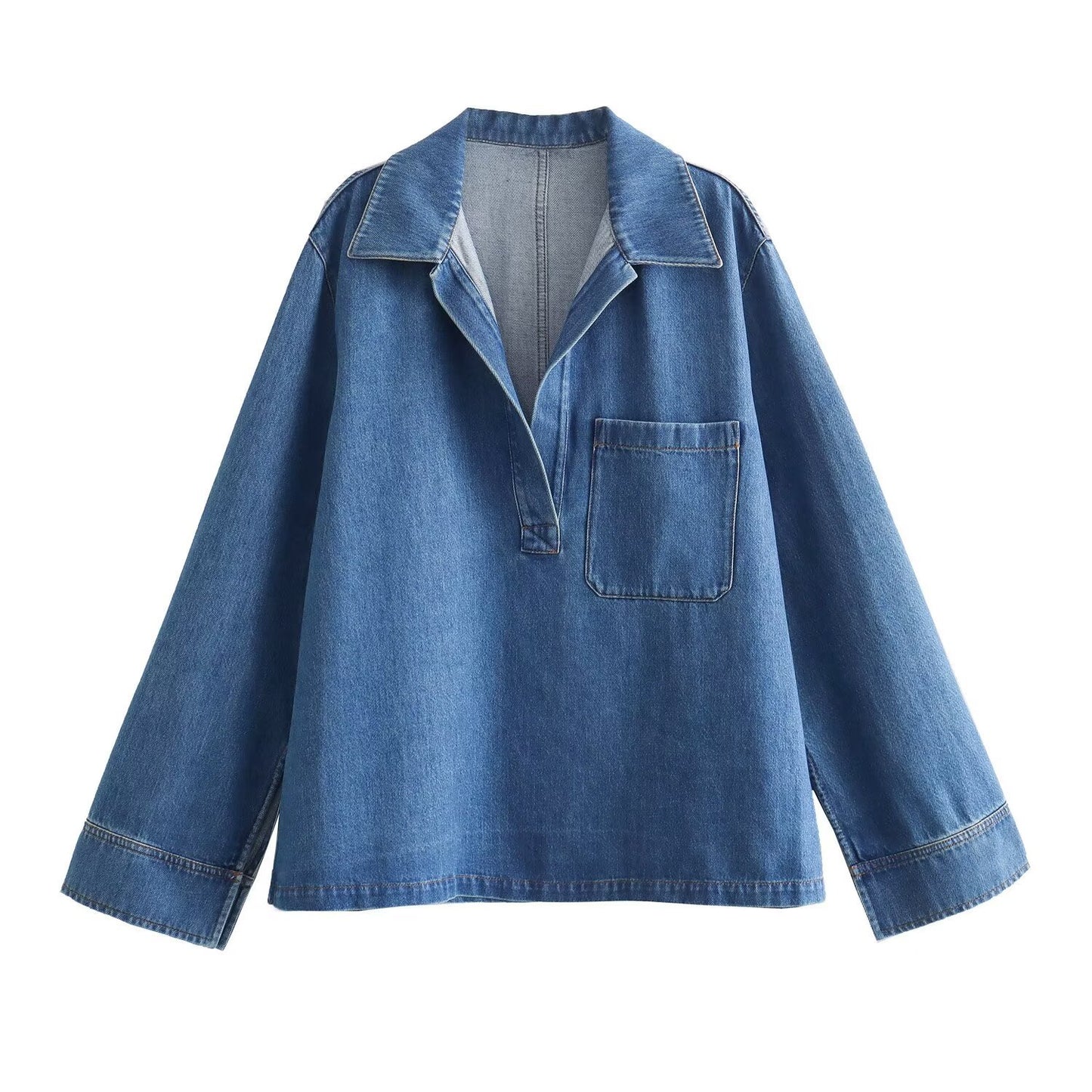 Women's Spring French Fashion Washed Blue Denim Suits
