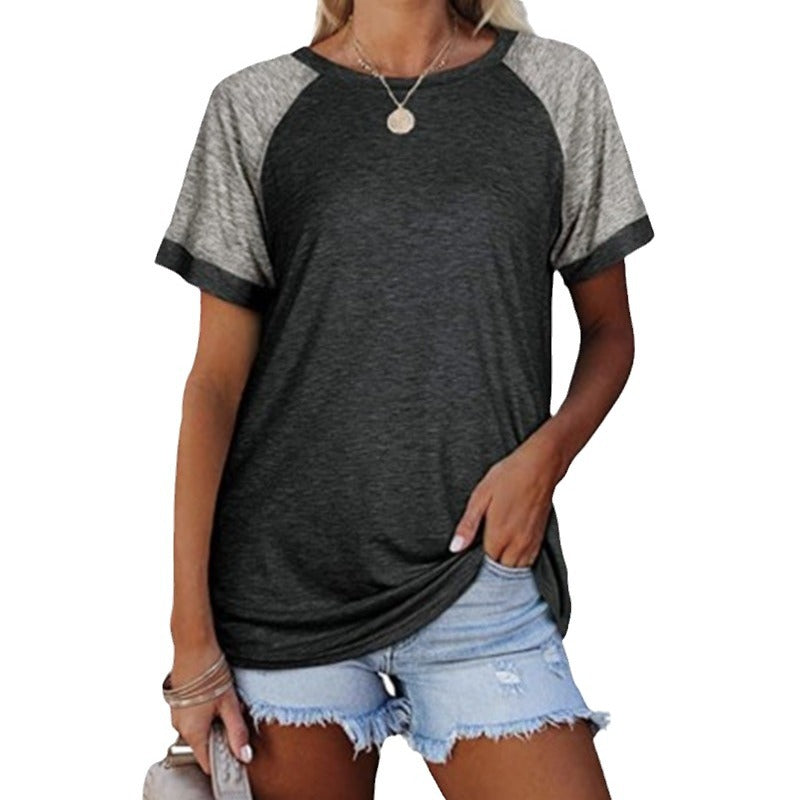 Charming Women's Round Neck Multicolor Sleeve Tops