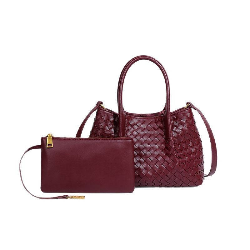 Women's Hand-woven Genuine High Texture Large Capacity Commute Handbags