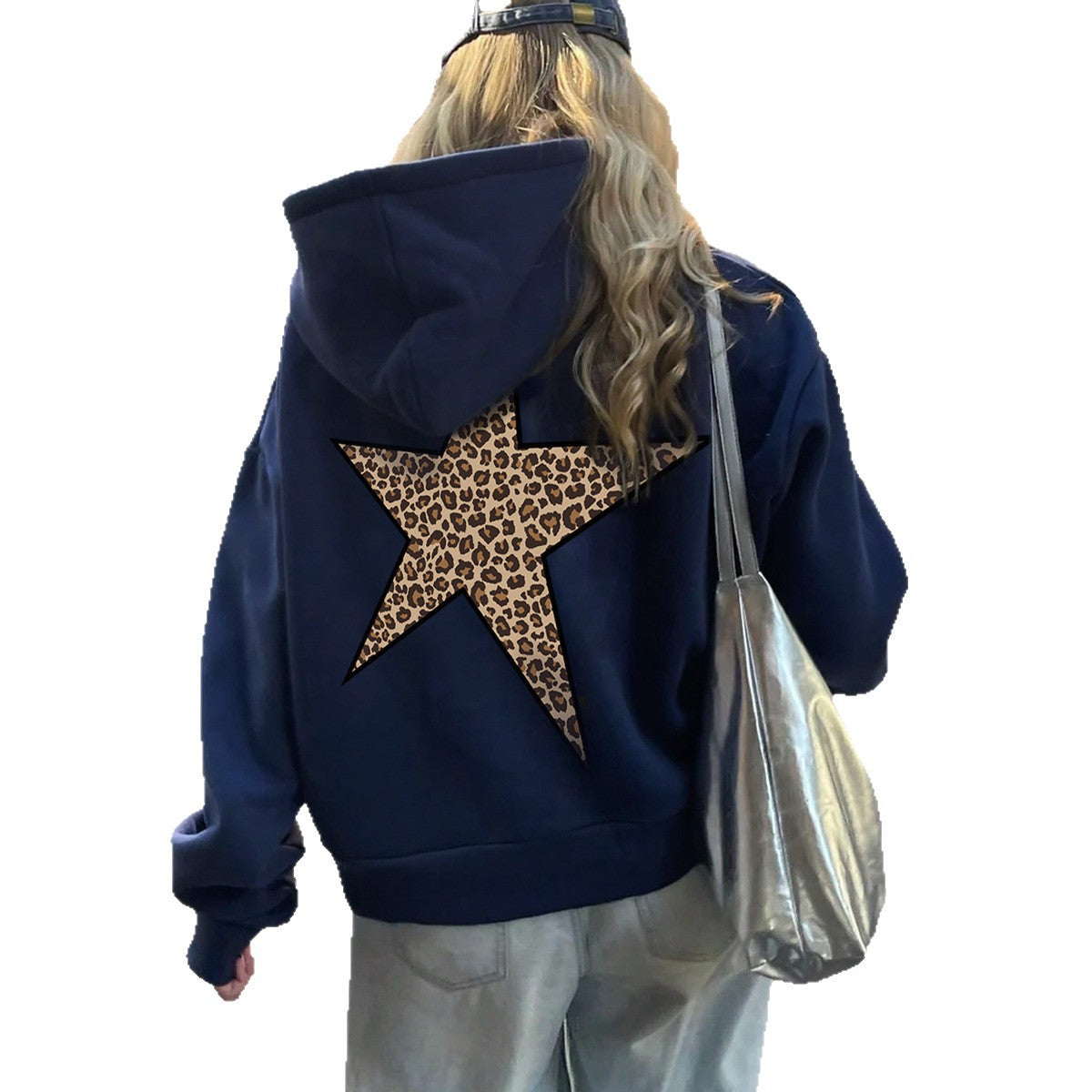 Women's Fashion Leopard Print Loose Hooded Casual Sweaters