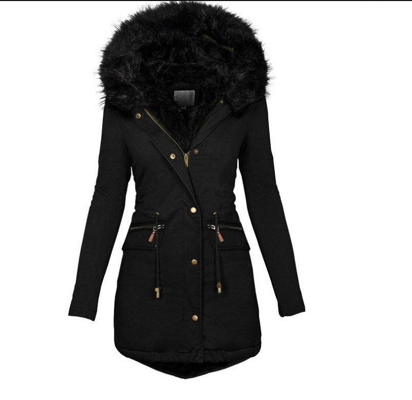 Women's Mid-length Cotton Clothes Loose Parka Fleece-lined Coats