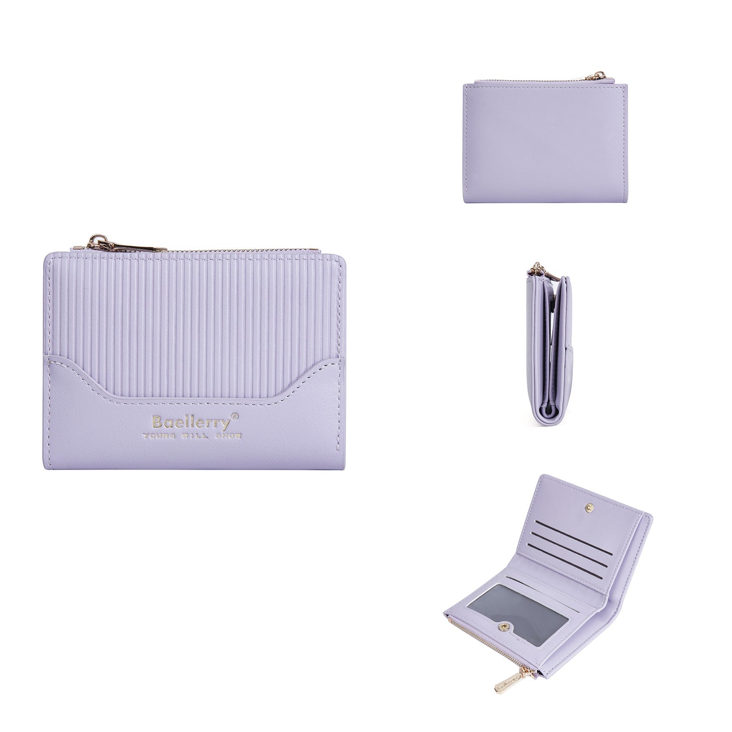 Women's Short Striped Zipper High Sense Female Ladies Wallets
