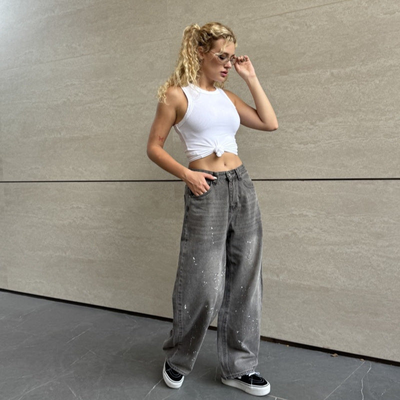 Women's Wide Leg Denim Trousers Summer Design Jeans