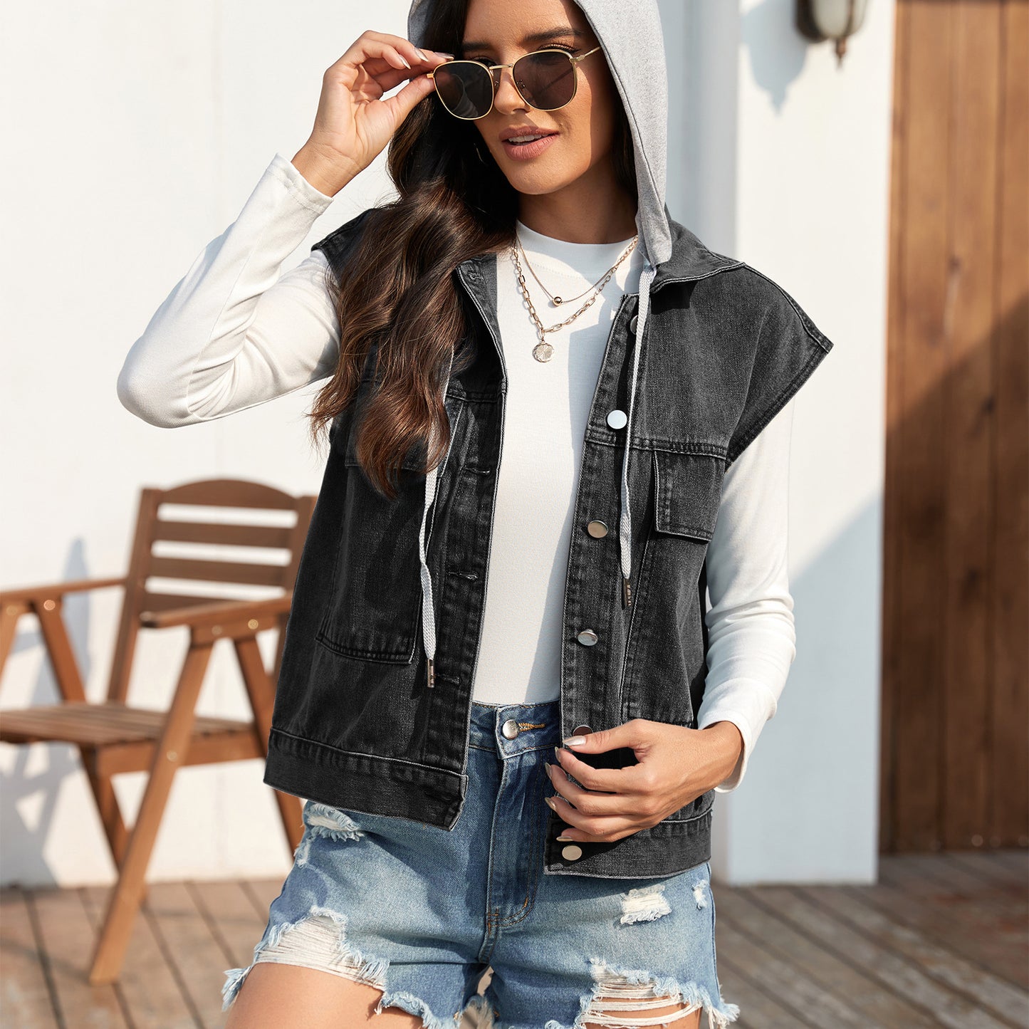 Women's Summer Washed One Breasted Denim Waistcoat Women's Vest