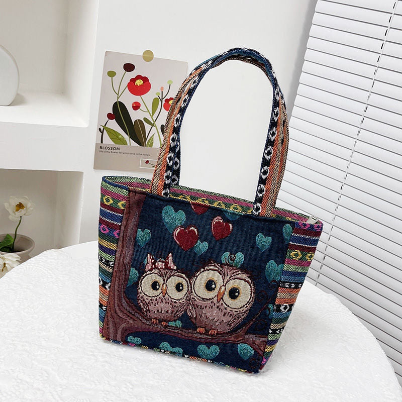 Women's Embroidered Canvas Ethnic Style Mummy Lunch Handbags