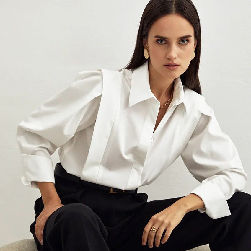 Women's French Commuter Right-angle Shoulder Slimming Shirt Spring Blouses