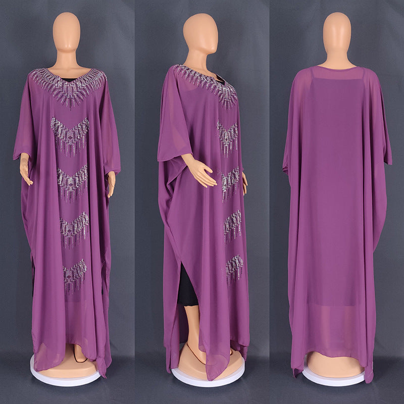 Women's Large Fat Cover Robe Hot Drilling Dresses