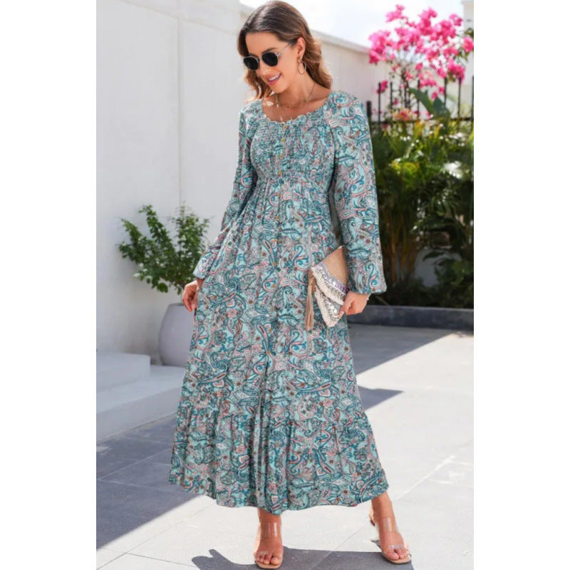 Autumn Fashion Printed Long Sleeve Elastic Blouses