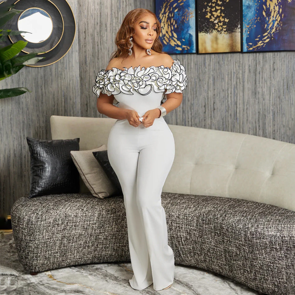 Women's Fashion Wear Sexy Tight Flounce One-piece Jumpsuits