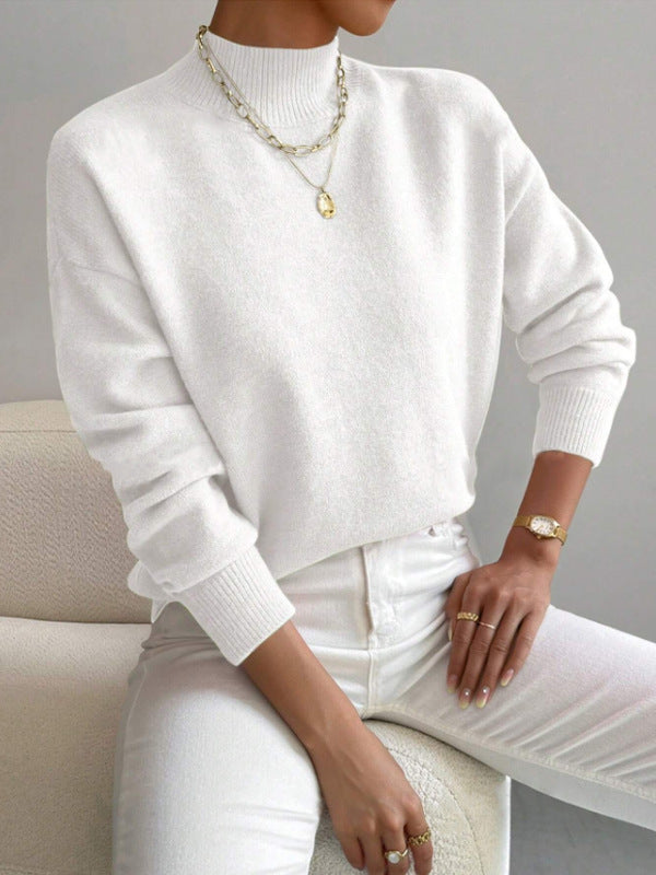 Women's Long Sleeve Fashion Solid Color Loose Sweaters