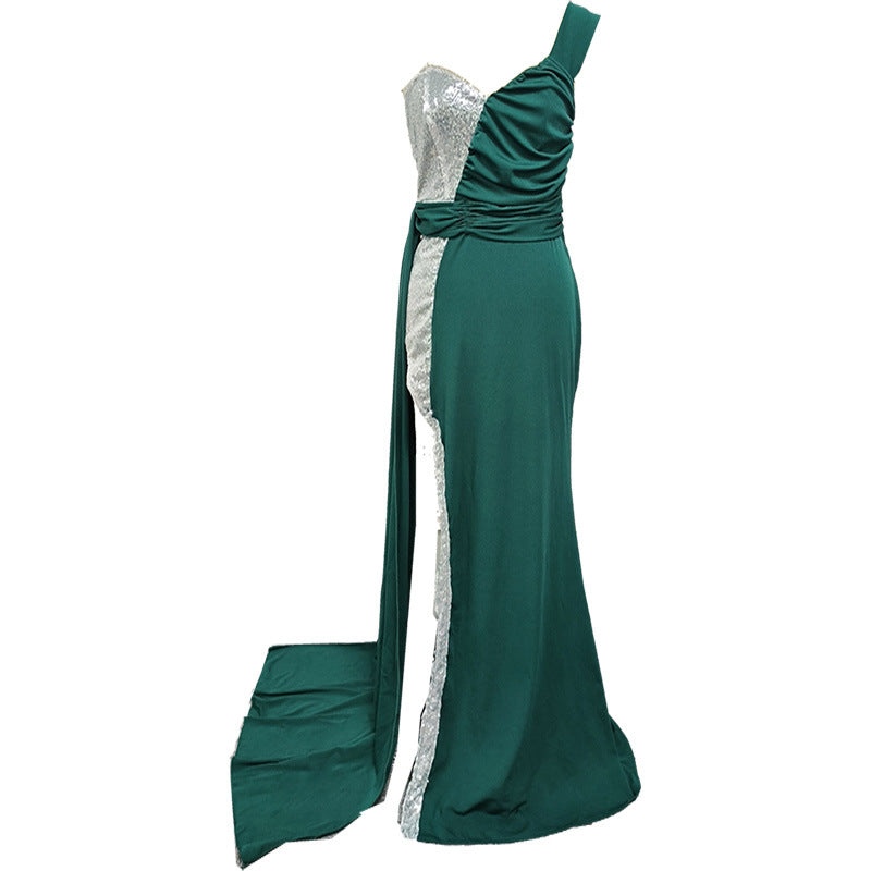 Women's Clothes Sexy Elegant Bronzing Split Expansion Dance Dresses