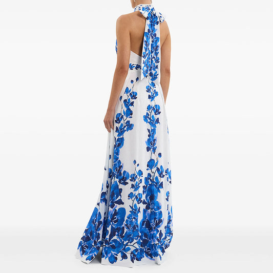Fashion Printed Casual Vacation Dress Halter Dresses