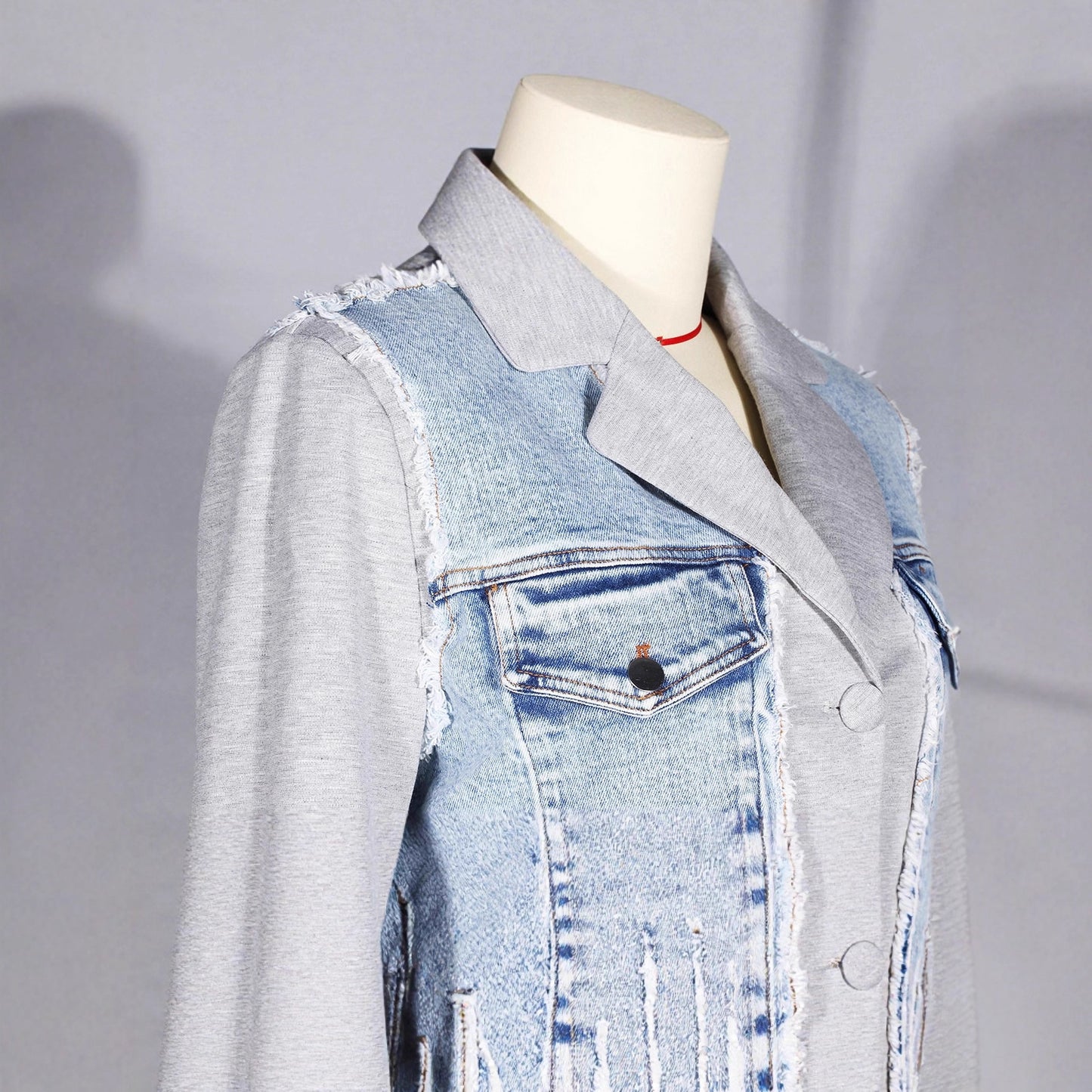 Denim Stitching Gray Autumn Design Sense Blazers
