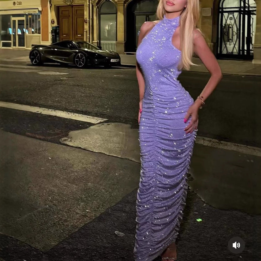 French Rhinestone Strap Dress Affordable Luxury Dresses