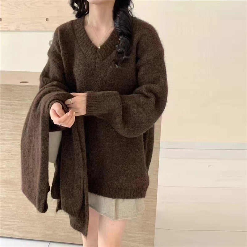 Women's Idle Knitted Pullover Scarf Thickened Soft Sweaters