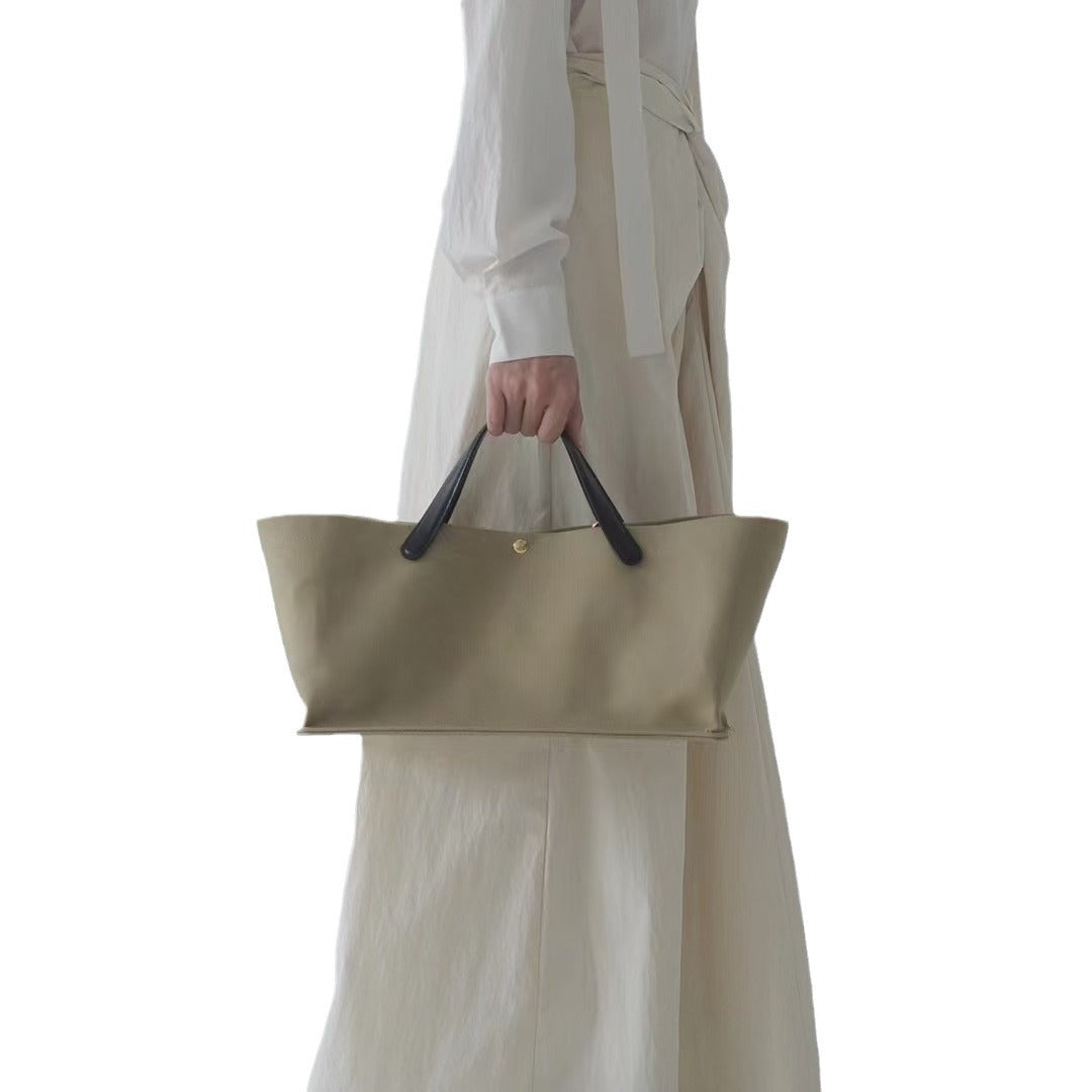 Fashion Luxury Leather Stitching Canvas Large Capacity Handbags