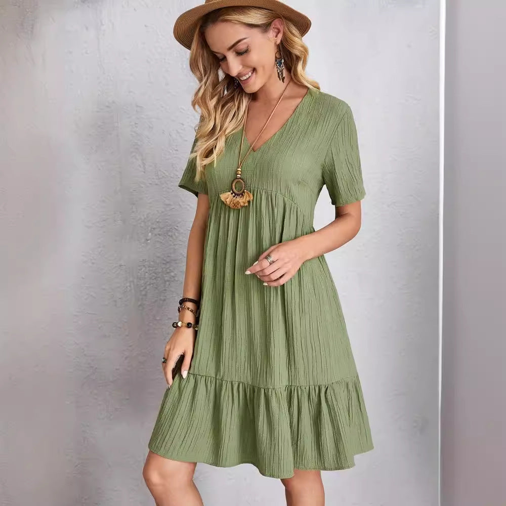 Fashion Hot Summer Solid Color Cake Dress