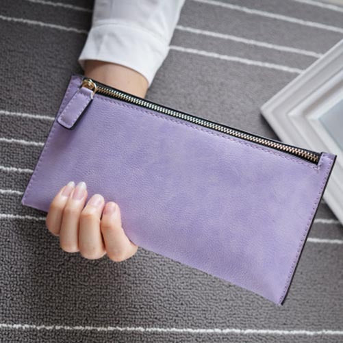 Simple Frosted Long Female Thin Section Zipper Ladies Wallets