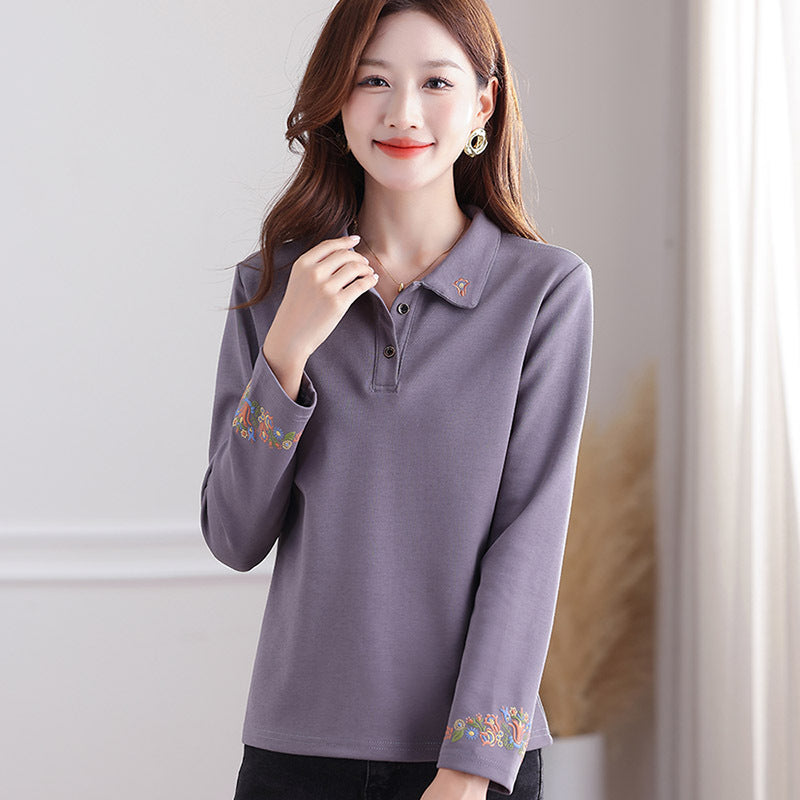 Women's Long-sleeved T-shirt Outer Wear Mother's National Style Women's Sweater, Sweater
