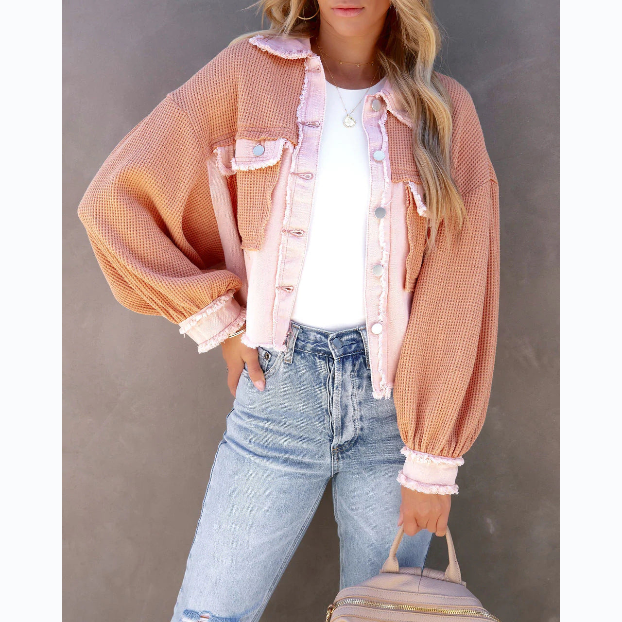 Casual Fashion Style Waffle Stitching Wash Jackets