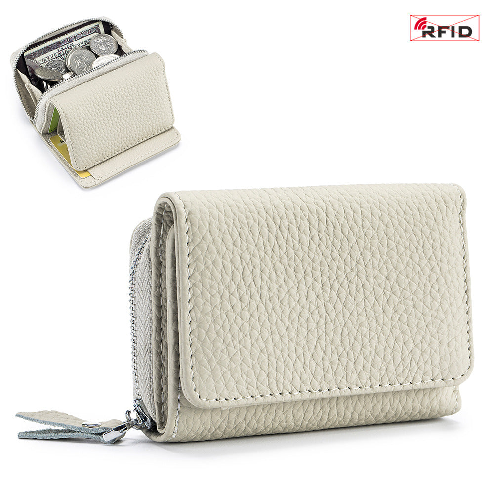Women's Genuine Leather Style Short Three-fold Mini Ladies Wallets