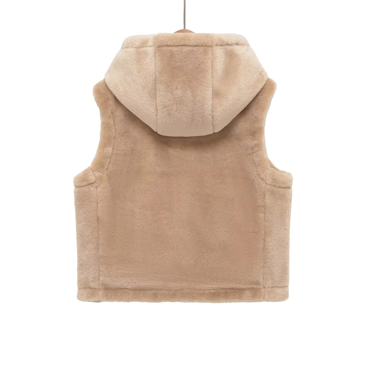 Women's Hooded Sleeveless Bends Hitches Ornament Woolen Vests