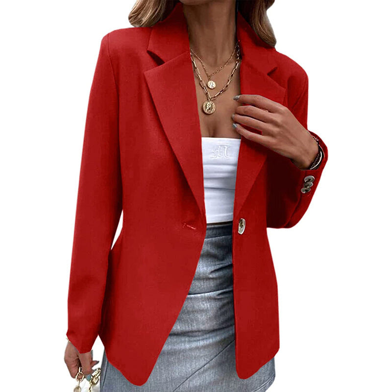 Graceful Women's Casual Long-sleeved Solid Color Small Suit