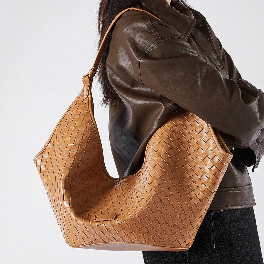 Women's Diamond Plaid Commuting Large Genuine Leather Crossbody Bags