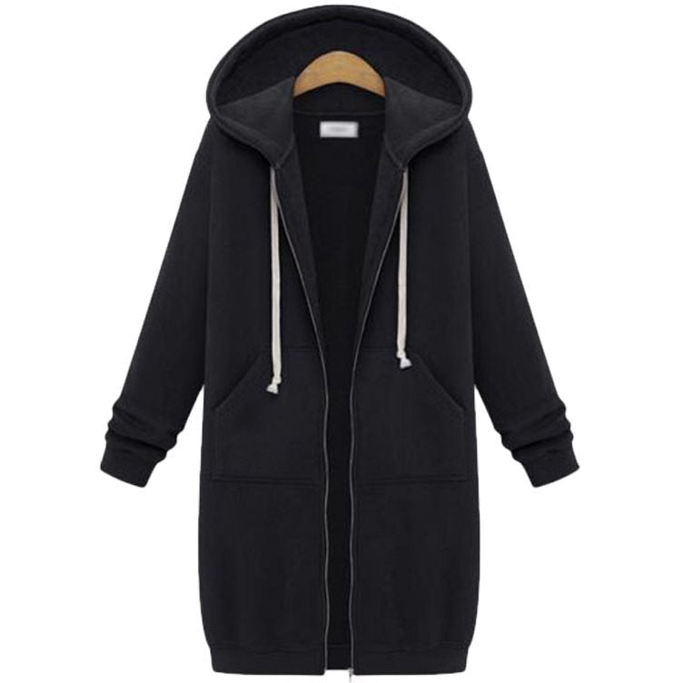 Women's Fleece Pullover Long Hooded Sleeve Mid-length Women's Sweater, Sweater