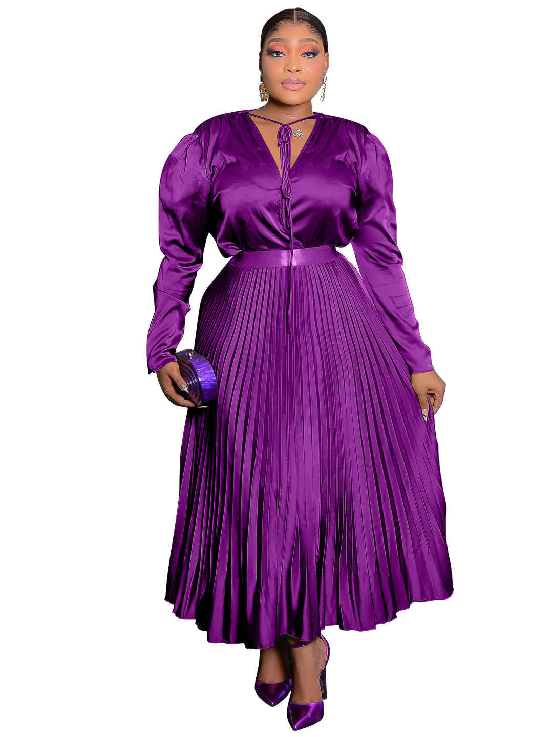 Women's Autumn Clothes Pure Color Tied Elegant Suits