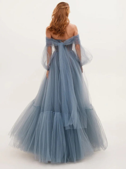 Women's Long Mesh Sleeve Dress Tulle Clothing