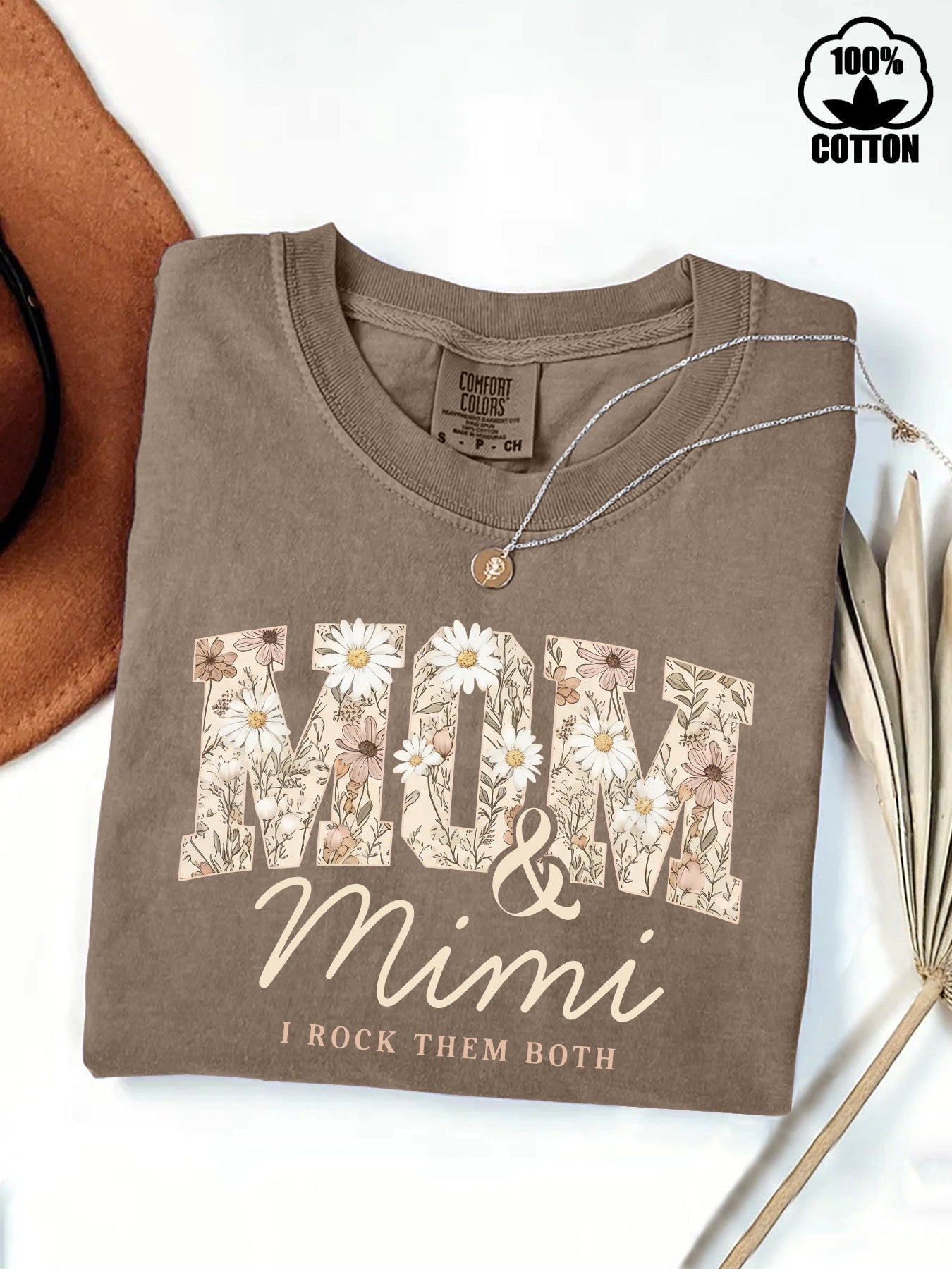 Pure Cotton Washed Fried Snowflake Mother Mei Love Both Printed Women's T-shirt