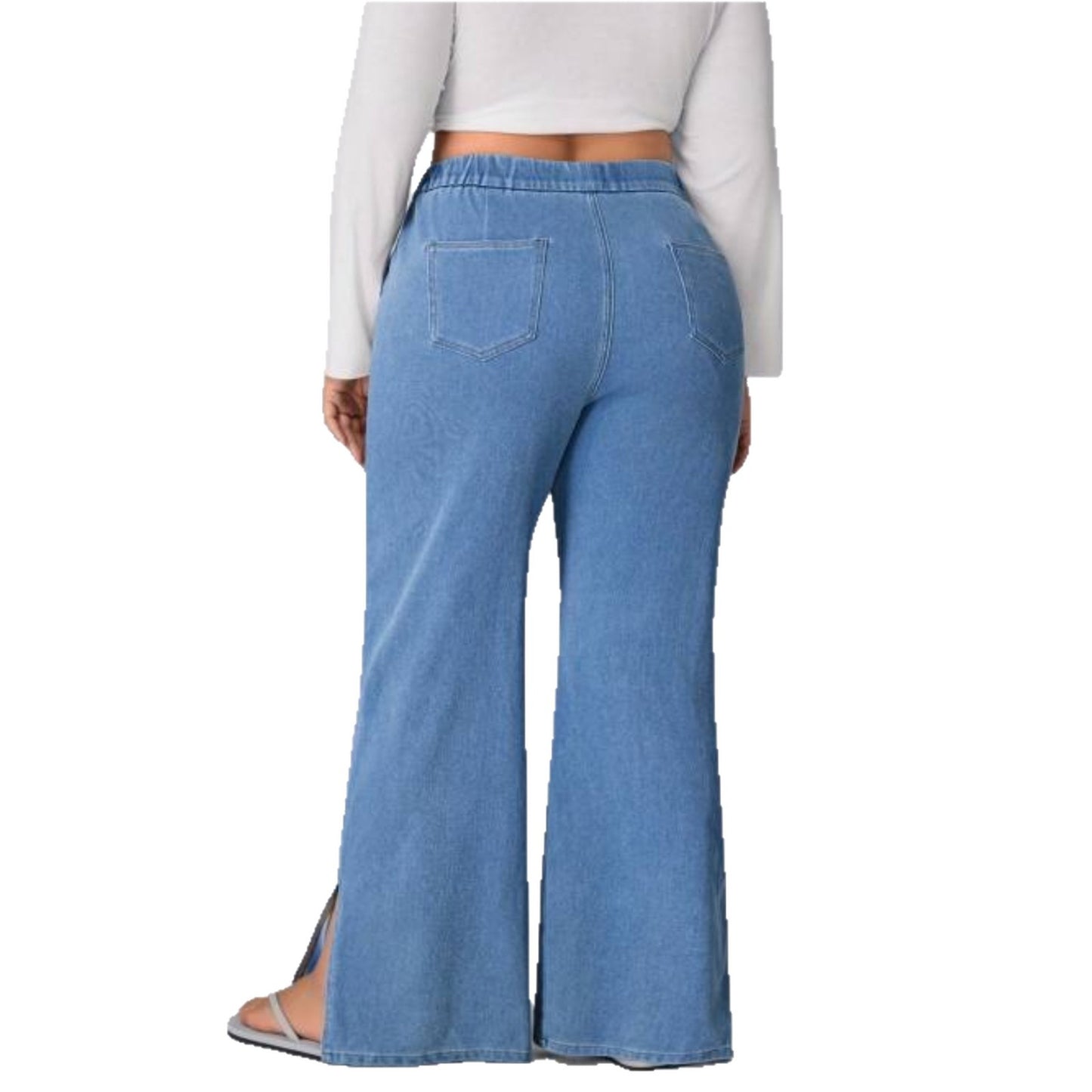 Women's Drawstring Washed Stretch Casual Loose Wide Pants