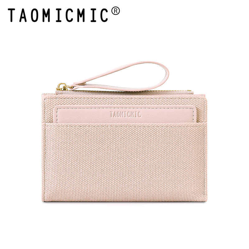 Women's Short Pocket Money Multiple Slots Canvas Pattern Ladies Wallets