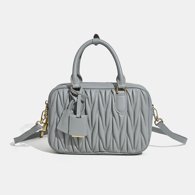 Women's Pleated Bowling Niche High-grade Boston Portable Handbags