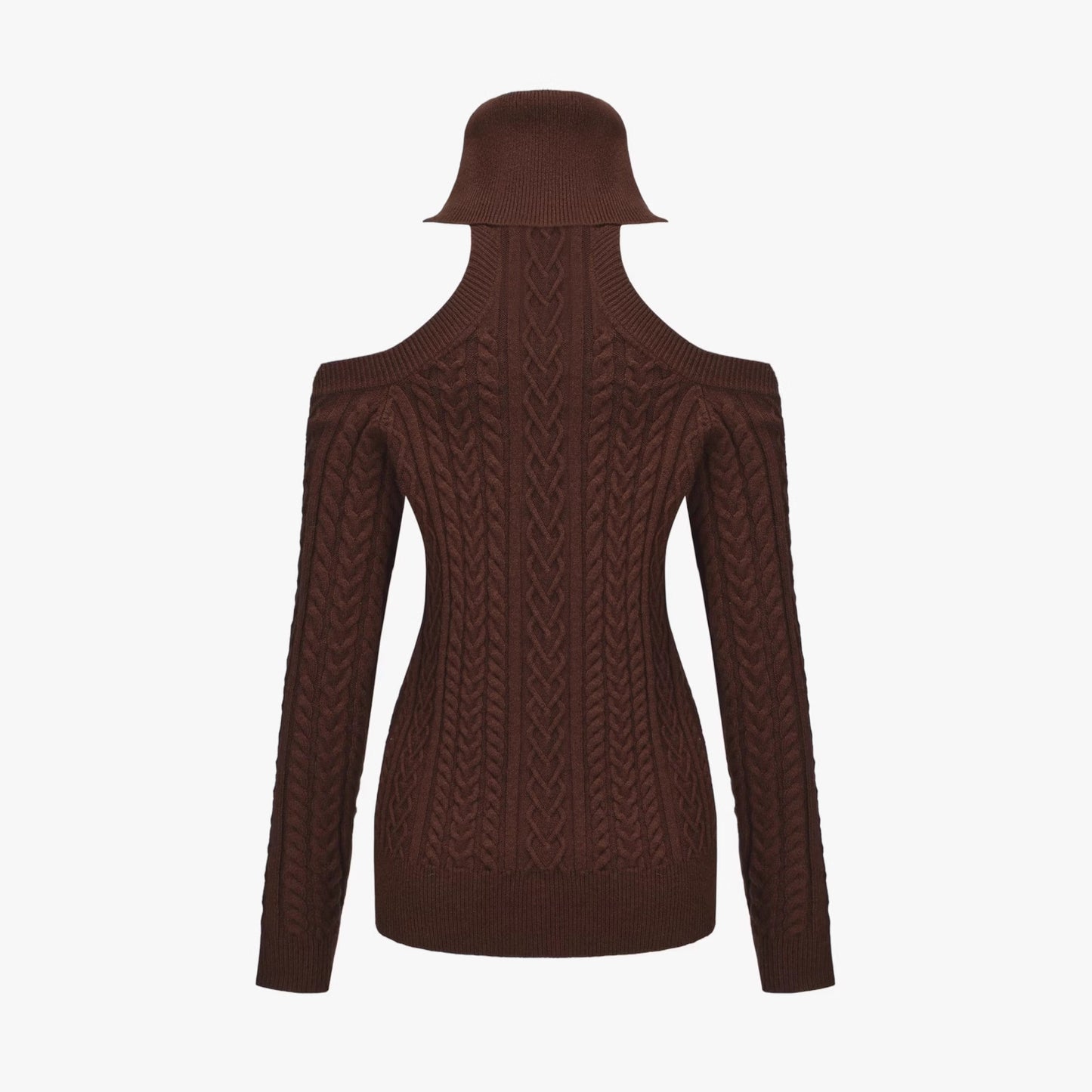 Women's Knit Turtleneck Dress Long Sleeve Strapless Sexy Hot Slimming Knitwear
