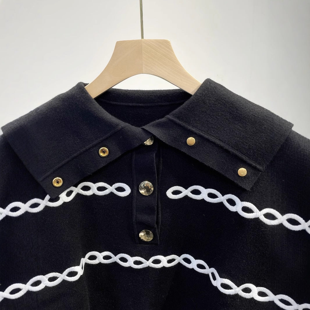 Women's French Style Winter Sailor Collar Woolen Sweaters